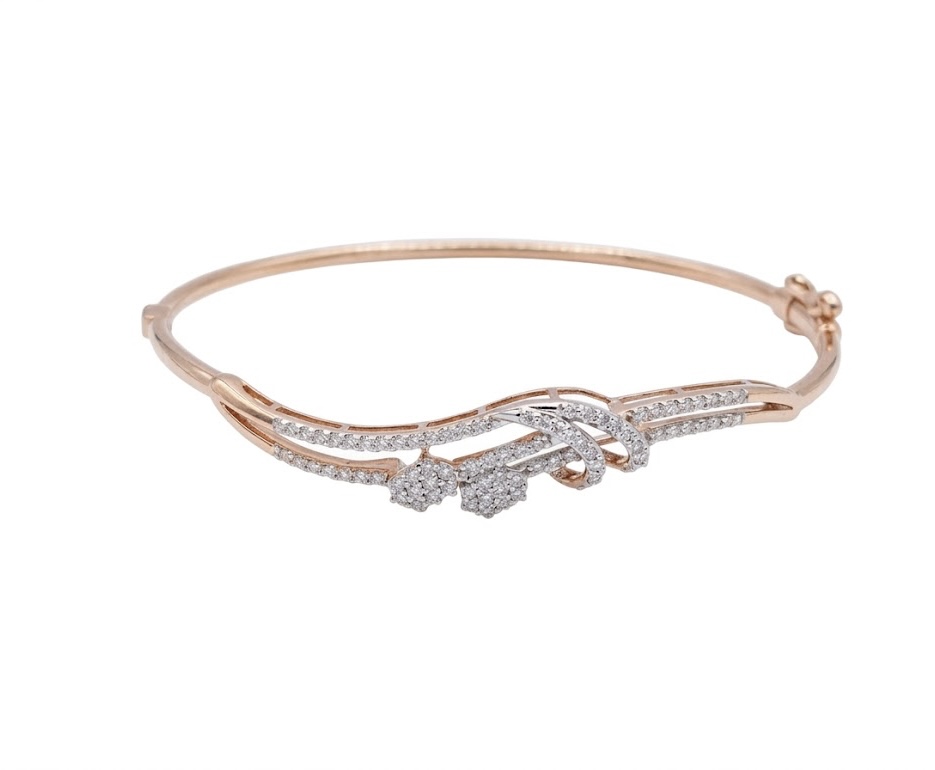 Feather Curve Diamond Bangle Bracelet