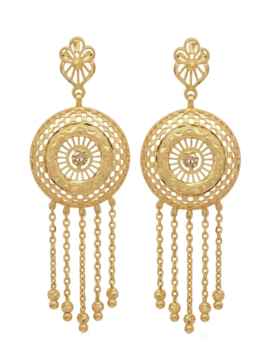 Vintage Disc Tassel 22K Gold Earrings