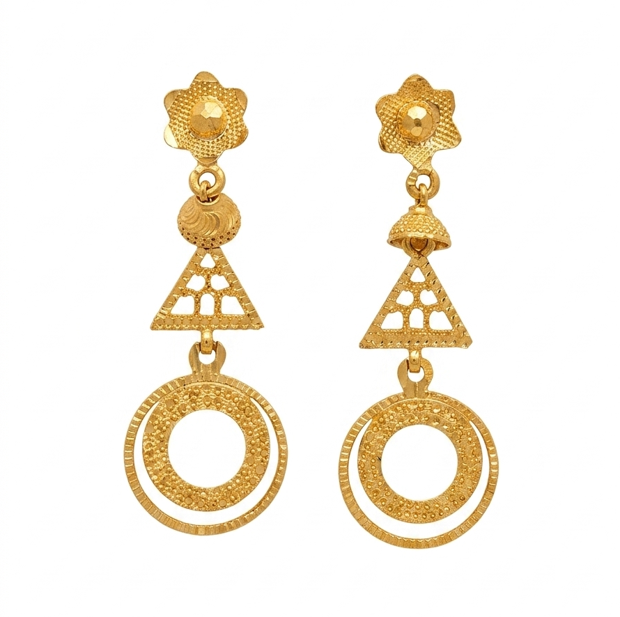 Royal Geometric Drop 22K Gold Earrings