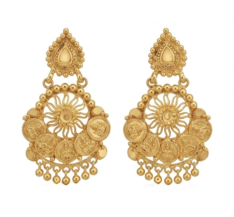 Floral Mandala Statement 22K Gold Earrings