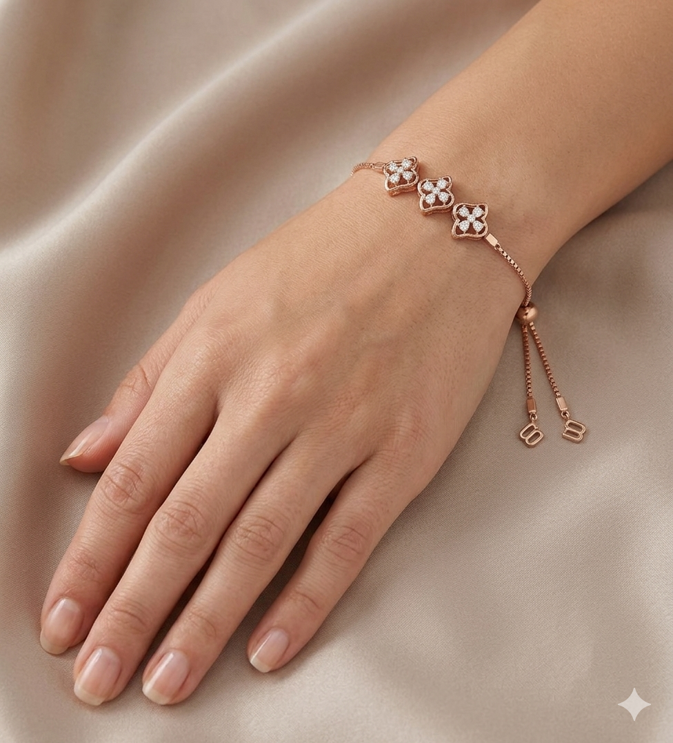 Floral Trio Drop Diamond Bracelet/Rakhi