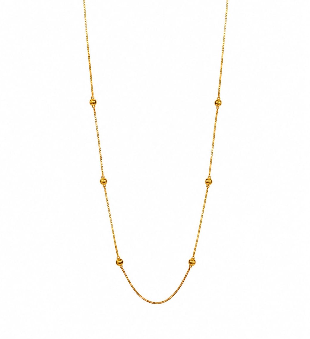 Delicate Floating Bead 22K Gold Chain