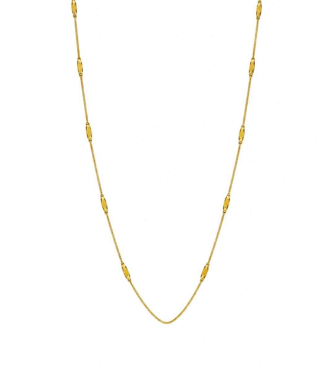 Classic Station Bead 22K Gold Chain