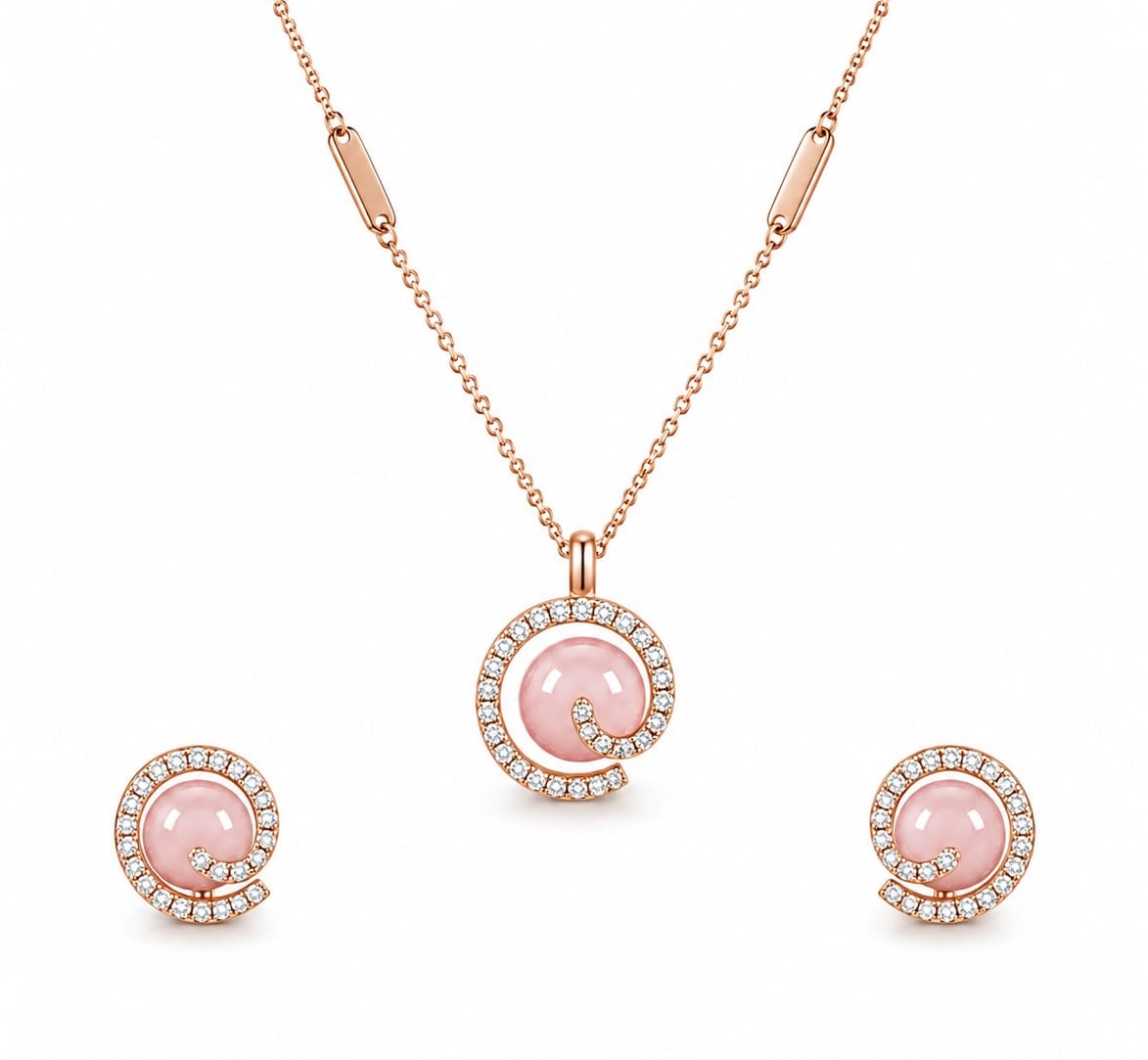 Rosé Radiance 14K Diamond Pendant Set