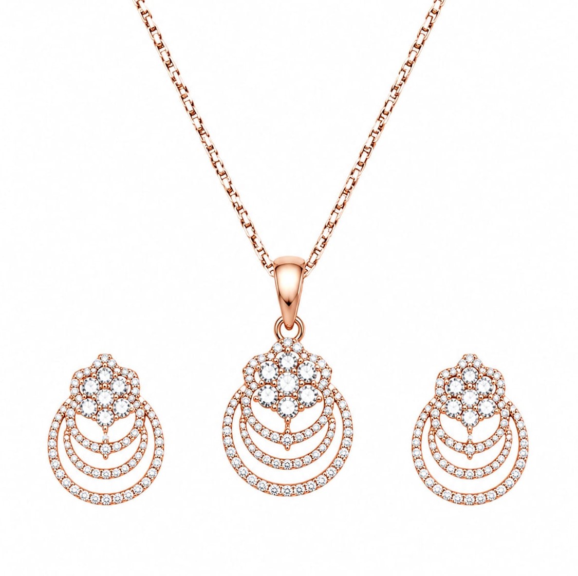 Royal Lace 14K Diamond Pendant Set
