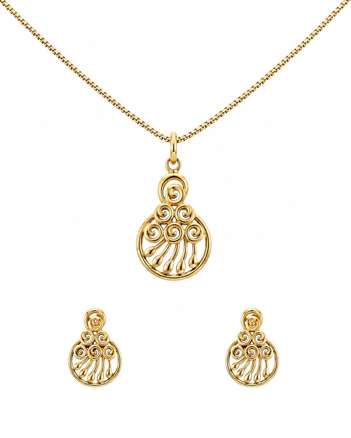 Heritage Swirl 22K Gold Pendant Set