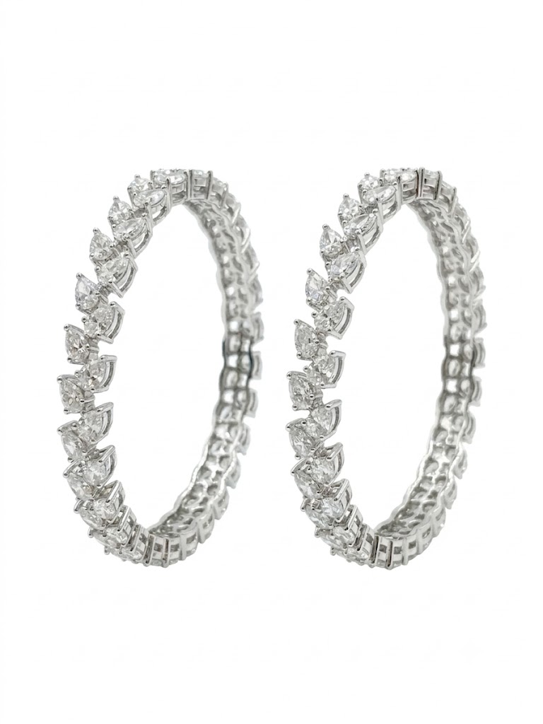 White Gold Marquise Diamond Eternity Bangle Pair