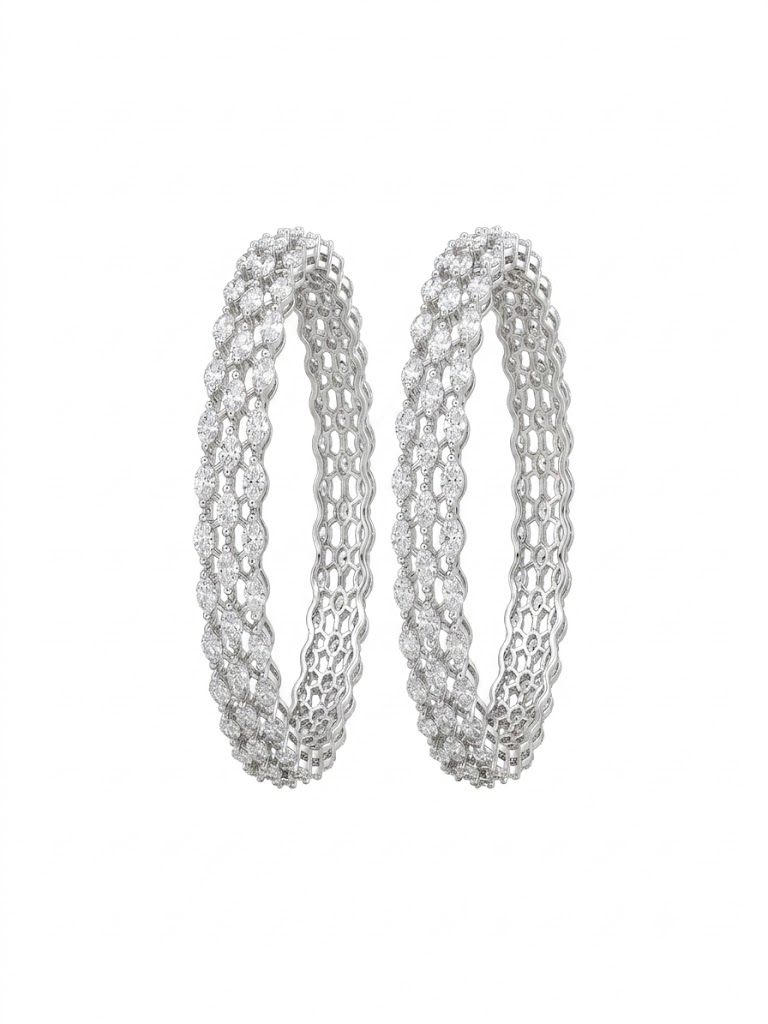 Diamond Honeycomb Mesh Bangle Pair