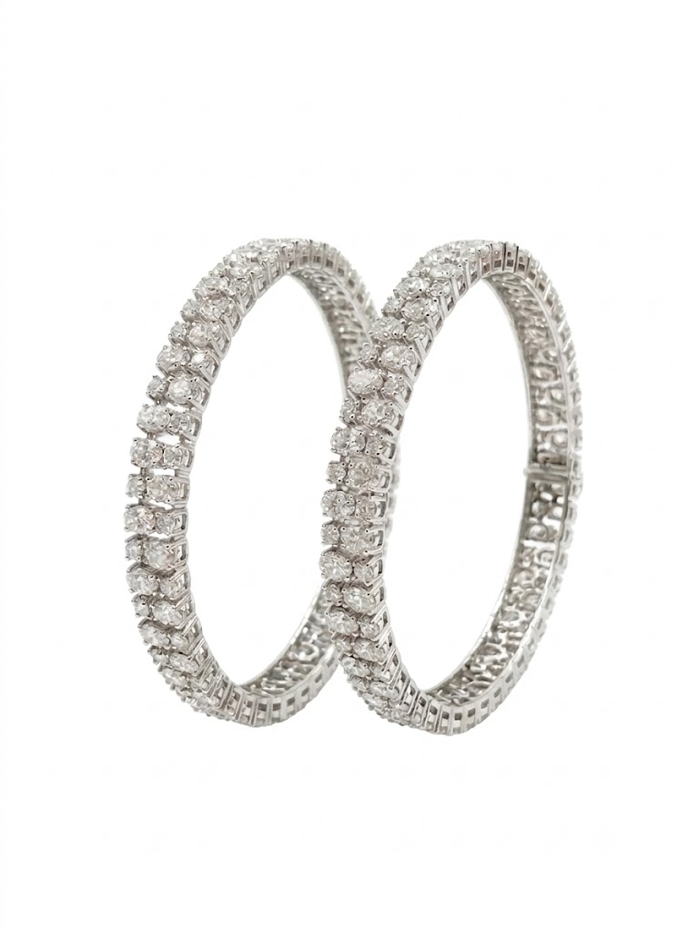 Diamond Single Row Tennis Bangle Pair