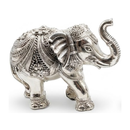 Silver Royal Heritage Ornate Elephant Statue (large)